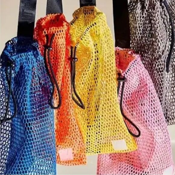 NWOT Free People Mesh Sling Royal Orange Double Bag Thick Band Crossbody Purse - Picture 3 of 12